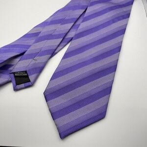 ISAAC MIZRAHI Mens Lavender Silk Striped Necktie Formal Business Tie